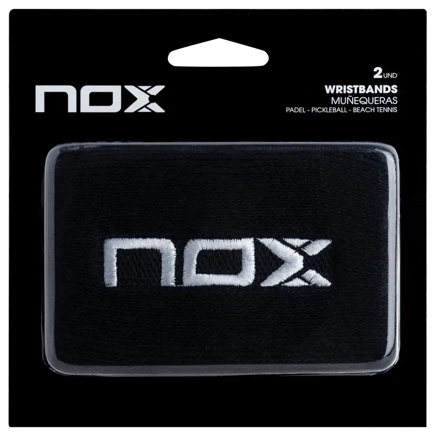 munequeras nox negras con logo blanco Muñequeras Nox Negras con Logo Blanco