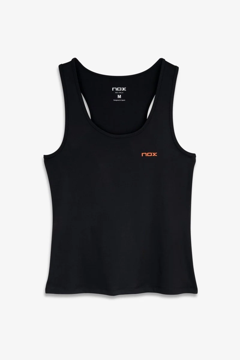 camiseta tirantes para mujer nox team black 1 Camiseta Tirantes para Mujer Nox Team Black, vista frontal de la prenda