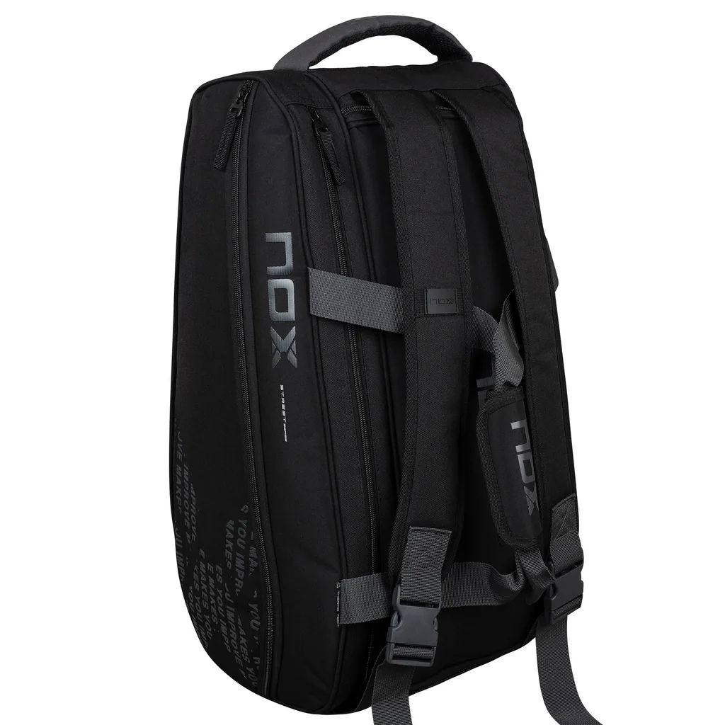 paletero nox street series 45l negro y gris 4 Paletero Nox Street Series 45L Negro y Gris, vista trasera con las asas de mochila